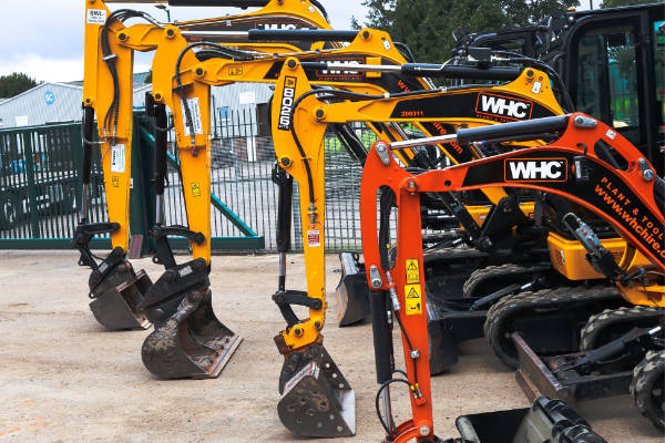 Variety of digger sizes available to hire from WHC Hire