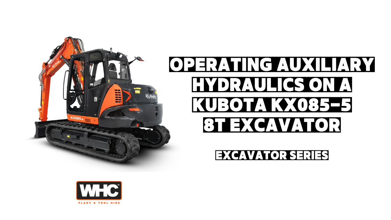 How To Operate Auxiliary Hydraulics 8T Excavator (Kubota KX085-5) Image