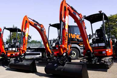 Mini diggers in Tewkesbury 