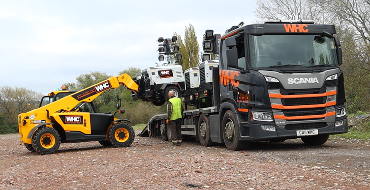 Towerlight hire unloading WHC Hire Services
